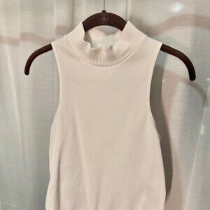 White Ribbed Mock Neck Bodysuit